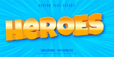 Heroes text, mobile game style editable text effect Stock Illustration
