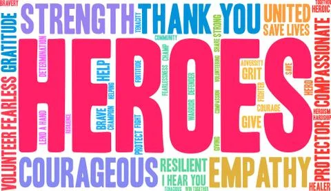 Heroes Word Cloud Illustrazione stock