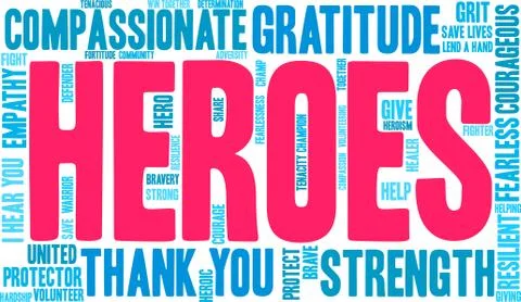 Heroes Word Cloud Illustrazione stock
