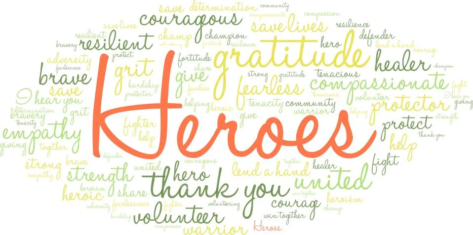 Heroes Word Cloud Stock Illustration