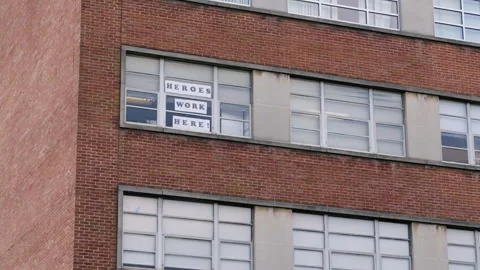 Heroes Work Here Sign 스톡 동영상 156751628