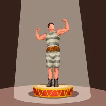 Heroic pose of strong man Stock Illustration