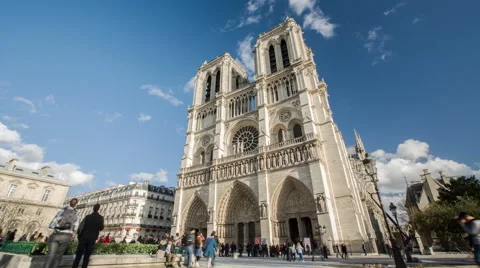 Heroic Time-lapse in 4K Uhd of the famous Notre Dame cathedral in Paris, France. Stock Footage 44350598