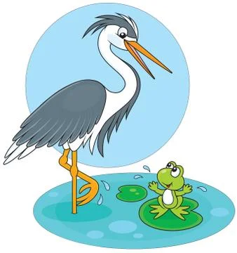 Heron and frog Stock Illustration