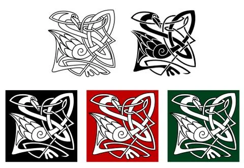 Heron bird in celtic style Illustrazione stock