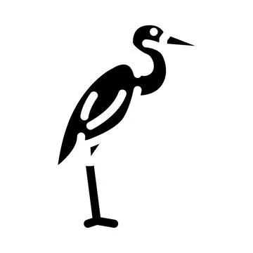 Heron bird glyph icon vector illustration Stock Illustration