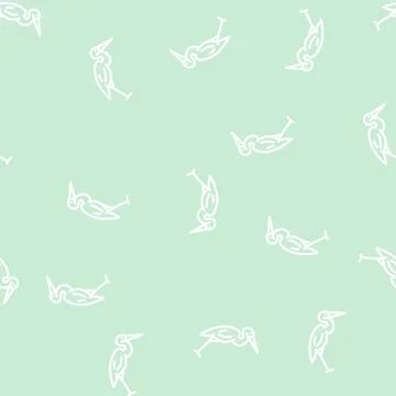 Heron bird line vector seamless pattern Illustrazione stock