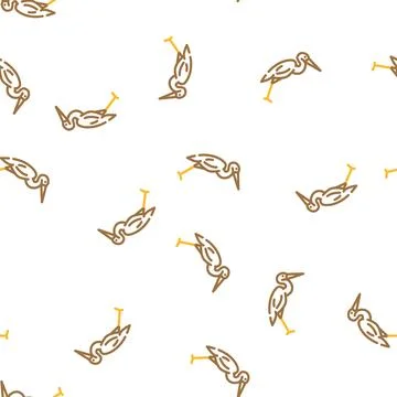 Heron bird vector seamless pattern Stock Illustration