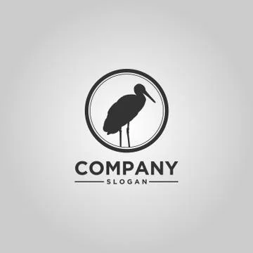 Heron icon in a circle Stock Illustration