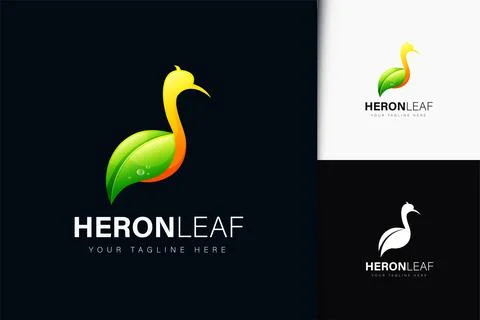 Heron leaf logo design with gradient Stock Illustration