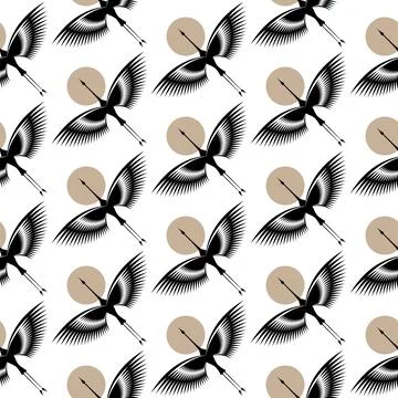 Herons in Art Deco style. Seamless Pattern for interior decoration, textile Stock-Illustration