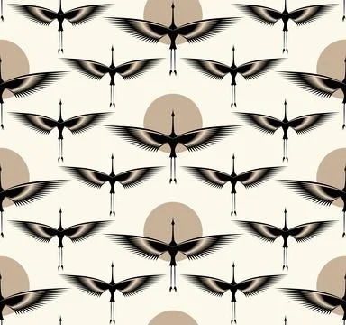 Herons in Art Deco style. Seamless Pattern for interior decoration, textile Stockillustratie