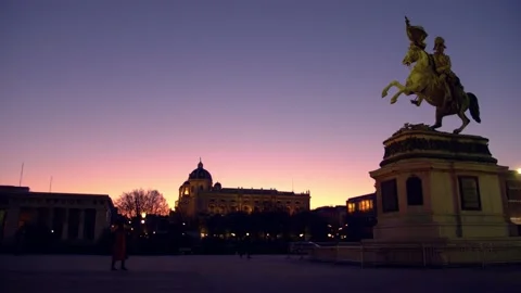 Heros Square in Vienna at sunset in winter Stock Footage 146453665