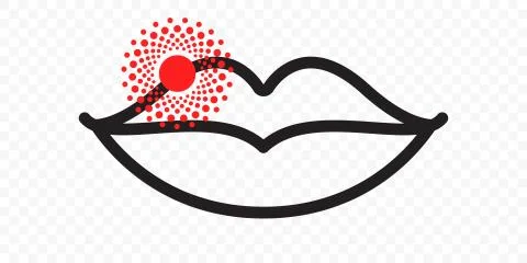 Herpes on lips vector icon, cold sore inflammation sign for medicine treatmen Illustrazione stock