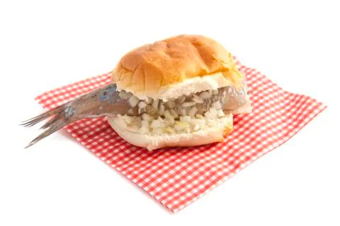 Herring on bread Stock Photos