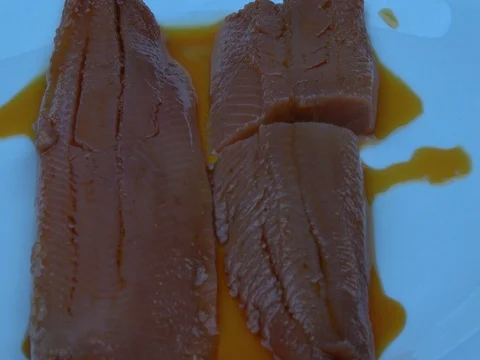 Herring fillet on the white plate 스톡 동영상 80277157