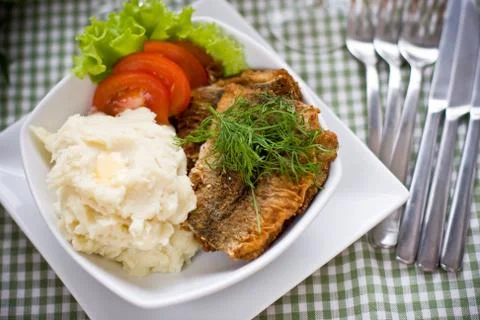 Herring fillets with mashed potatoes Stock-Fotos