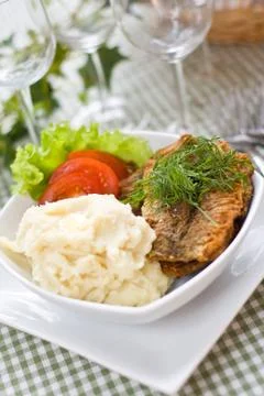 Herring fillets with mashed potatoes Foto stock