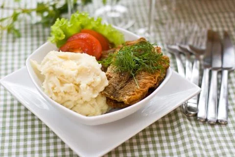 Herring fillets with mashed potatoes Foto stock