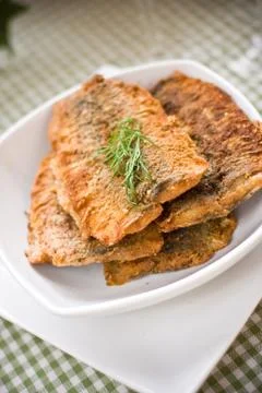 Herring fillets on a platter Stock-Fotos