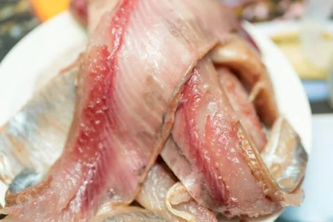 Herring, fish meat Stock Photos