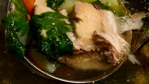 Herring fish soup with nettle Stock Footage 321396129