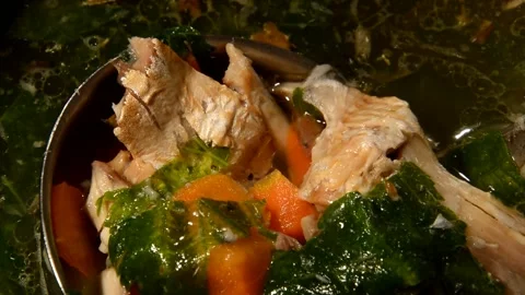 Herring fish soup with nettle Stock Footage 321396360