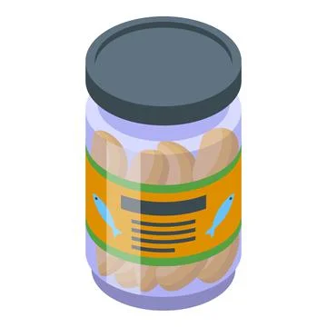 Herring jar icon isometric vector. Ocean fish Stock Illustration