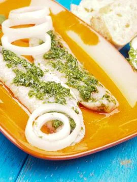 Herring with marinade Stock Photos