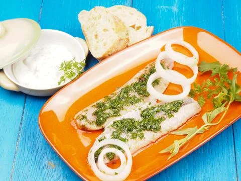 Herring with marinade Stock Photos