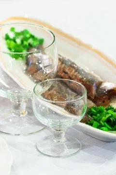 Herring with onions Stock Photos