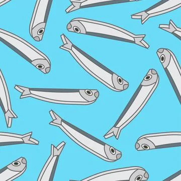 Herring pattern seamless. fish background. Baby fabric ornament Stock Illustration