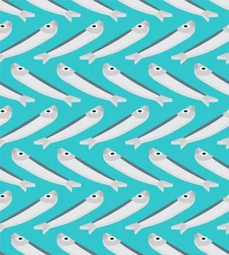 Herring pattern seamless. fish background. Baby fabric ornament Stock Illustration