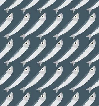 Herring pattern seamless. fish background. Baby fabric ornament Illustrazione stock