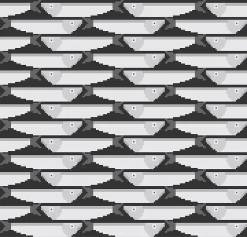 Herring pixel art background. Fish pixelated 8 bit pattern seamless. vector t 스톡 일러스트
