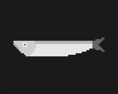 Herring pixel art. Fish pixelated 8 bit. vector illustration 스톡 일러스트
