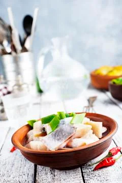 Herring with potato Stock Photos
