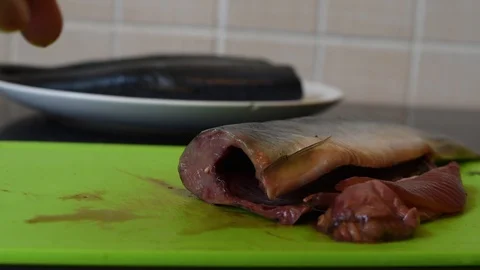 Herring on the table for cooking Video stock 121100499