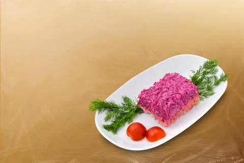 Herring under a fur coat Stock Photos