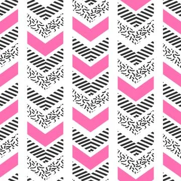 Herringbone abstract seamless pattern in memphis style Illustrazione stock