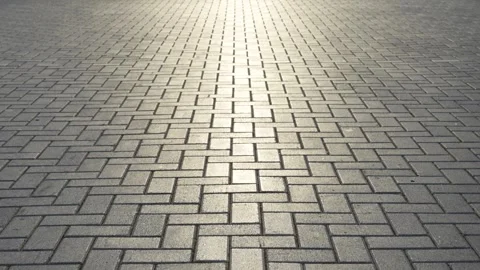 Herringbone Pattern Gray Paving Stones at Sunset Stock Footage 320347127