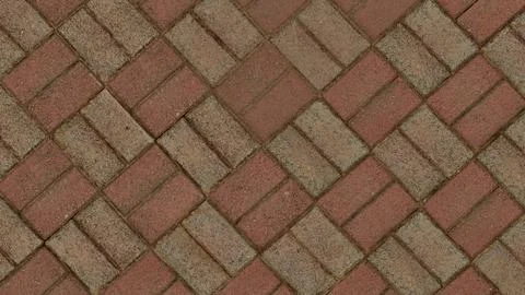 Herringbone Pattern Red And Grey Brick Paving Stock Photos