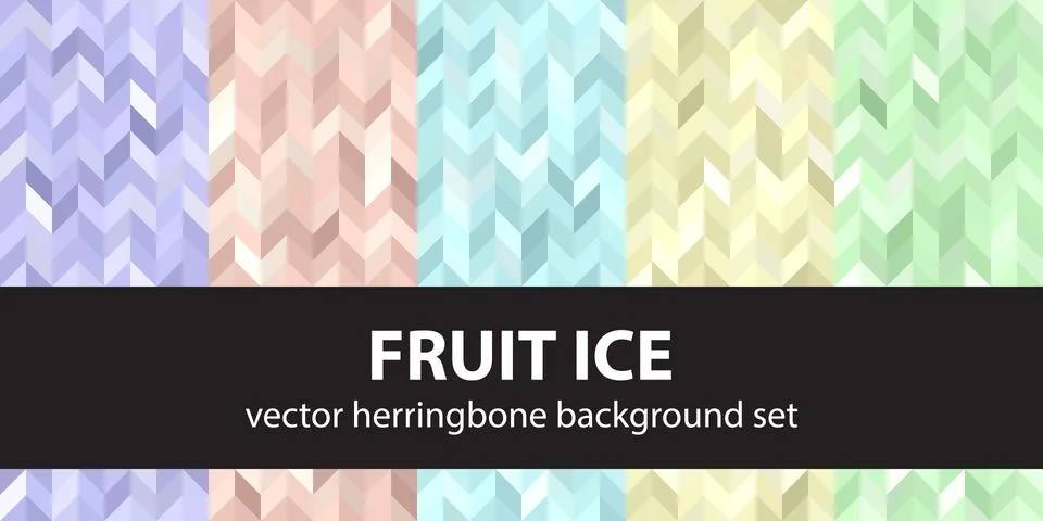 Herringbone pattern set Fruit Ice. Vector seamless parquet backgrounds 스톡 일러스트