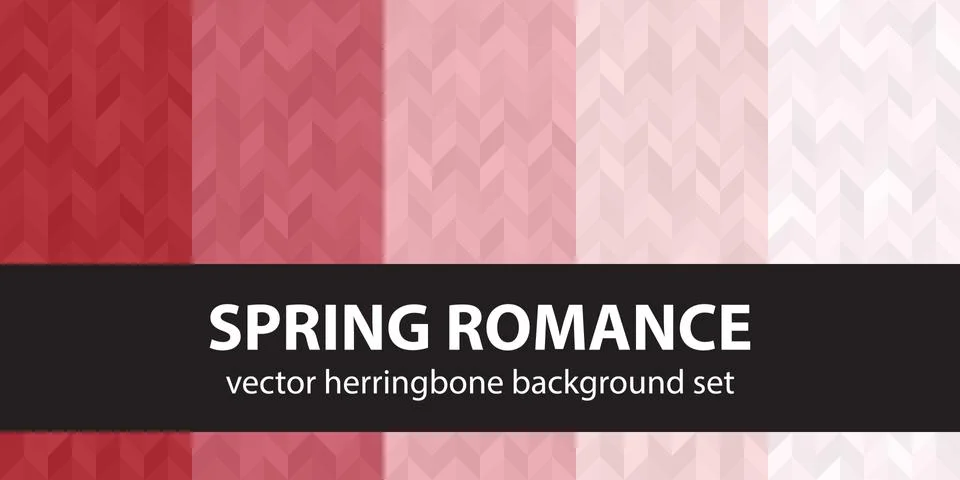 Herringbone pattern set Spring Romance. Vector seamless parquet backgrounds Stock Illustration