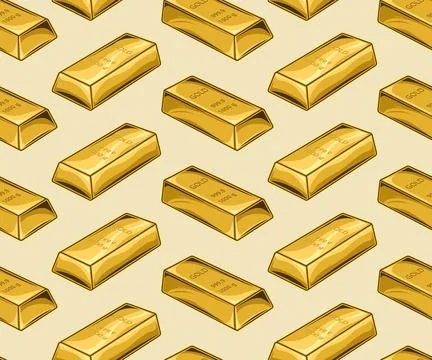 Herringbone pattern with volumetric pure gold bars. Illustrazione stock