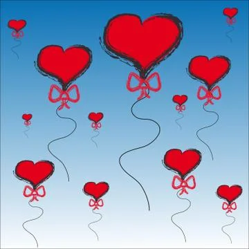 Herts balloon on blue background Stock Illustration