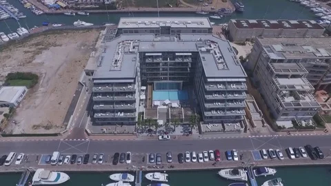 Hertzliya yacht port aerial drone footage 1080p, 50p Stock Footage
