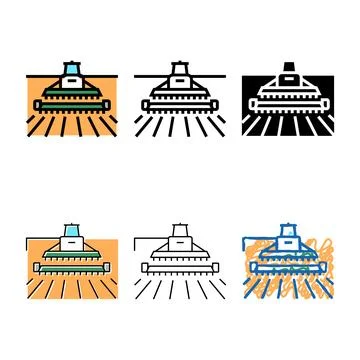 Hervesting machine color types icon vector イラスト素材