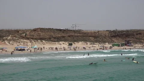 Herzliya beach in the summer Stock Footage 109501976