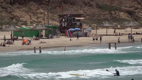 Herzliya beach in the summer Stock Footage 110865027
